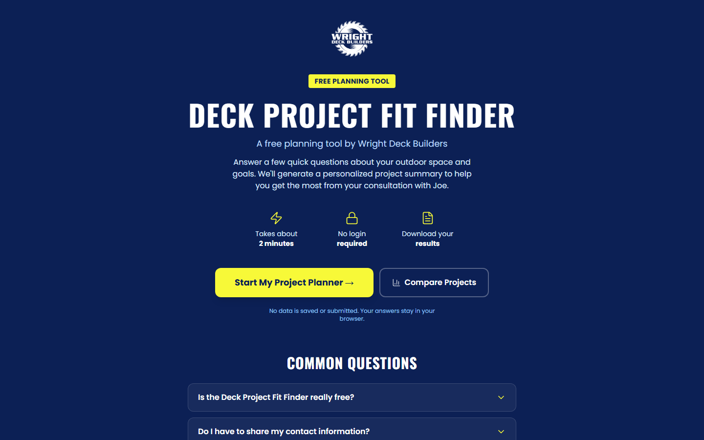 WDB Deck Planner interface